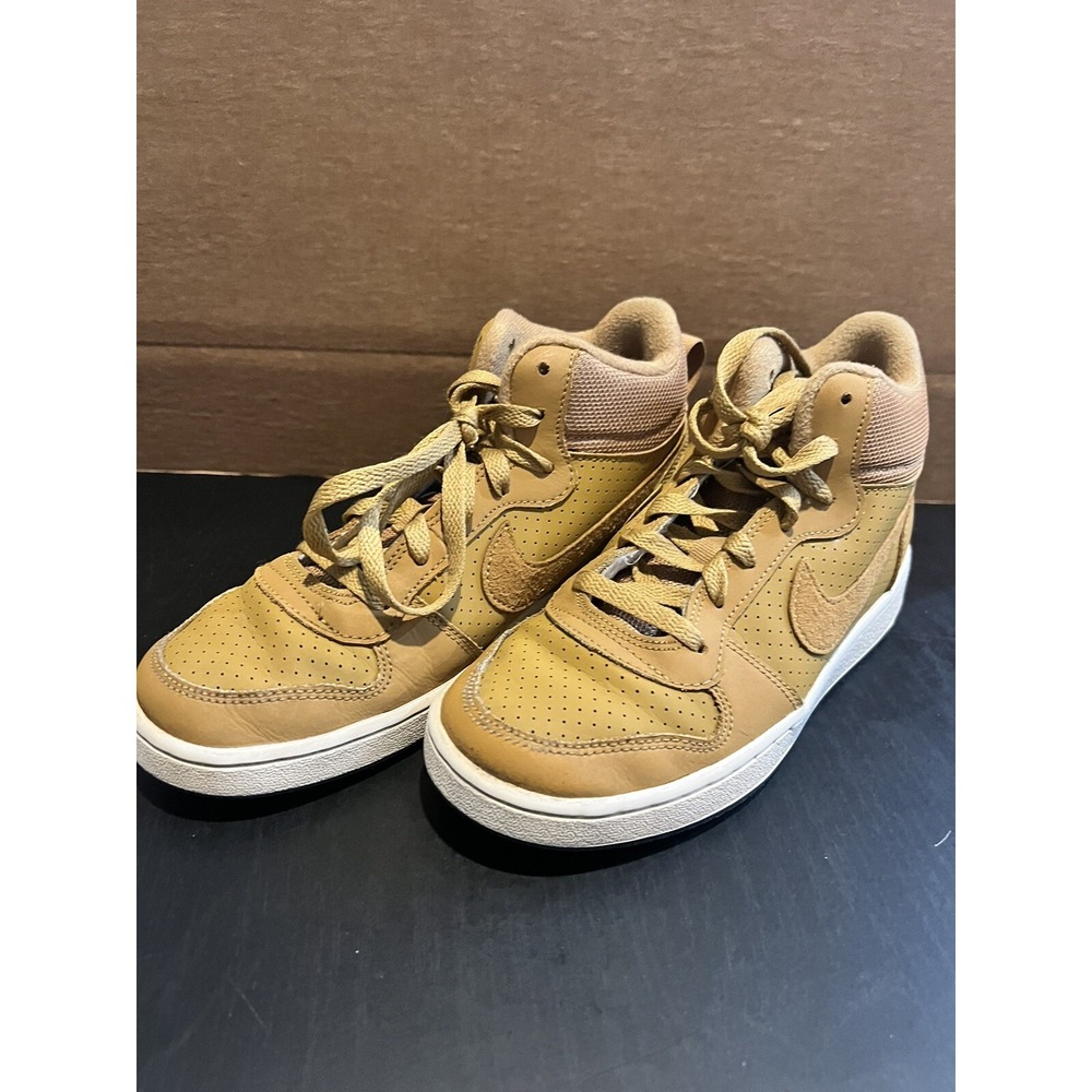 Nike Court Borough Mid BEIGE Khaki Kids US High Top YOUTH 5